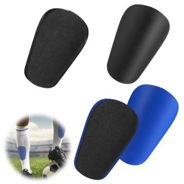 Imagem de 2 pares de mini caneleiras de futebol, caneleiras antiderrapantes em miniatura, equipamento de proteção pequeno, almofadas profissionais de futebol para homens e mulheres jovens (preto, azul)