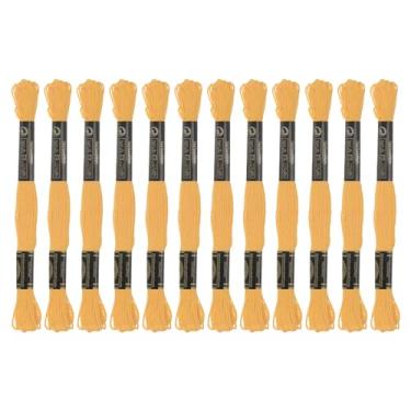 Imagem de Generic 12 novelos de fio de bordado 8,75 m (8 m) fio de ponto cruz de algodão egípcio de grampo longo para costurar, pulseira faça você mesmo, fio e artesanato, amarelo cremoso (6019)