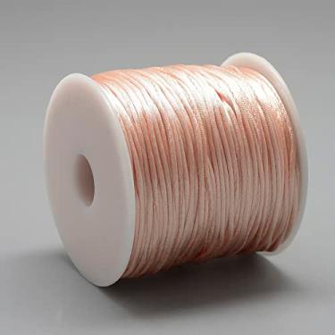 Imagem de Fio de nylon acetinado de 1 mm para fabricação de joias, contas brilhantes e sedosas, tranças, aparar, enrolar, artesanato, pulseiras de macramê Kumihimo, PeachPuff