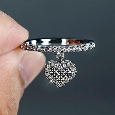 Imagem de 1 microconjunto de anéis com pingente de zircônia em forma de coração para mulheres requintados anéis de luxo leves joias femininas joias finas vida diária namoro decoração para festa de formatura