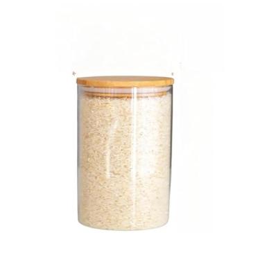 Imagem de Pote De Vidro Hermético Com Tampa De Bambu Redondo Organizador Multiuso De Cozinha(970mL (10x15Cm))