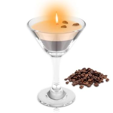 Imagem de Vela Espresso Martini em Vidro Decorativa Café Martini Vela Elegante Decoração de Café Bar Presentes exclusivos para mulheres e meninas (cor transparente, 1 peça)