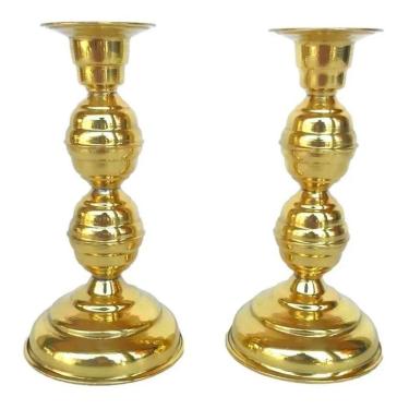 Imagem de Castiçal Dourado 13Cm  Kit Com 2 Unidades  