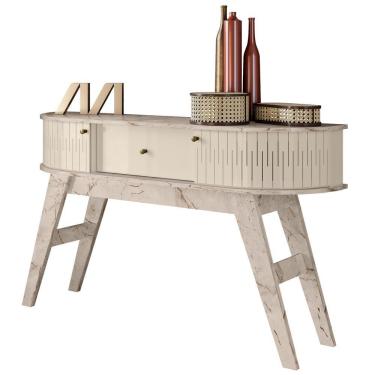 Imagem de Aparador Para Sala De Estar 136cm Pés Retrô Gil M01 Calacata/off White - Mpozenato