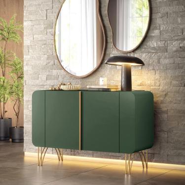 Imagem de Aparador Buffet Sala Benvenuto Com 2 Portas E Pés Em Aço Verde Pistache
