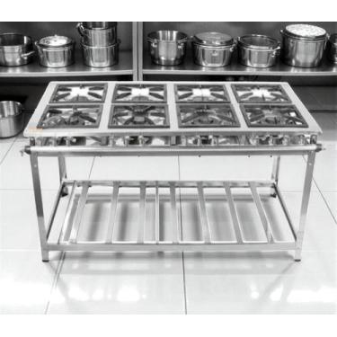 Imagem de Fogão Industrial 8 Bocas 30x30 P7 em Aço Inox Leona - Mr Fogões