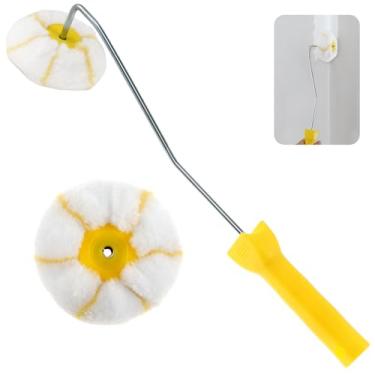 Imagem de Kit de rolo de pintura de canto eficiente ferramenta de rolo de canto de drywall profissional rolo de pintura de canto fácil de limpar ferramenta de pintura de canto para paredes de canto, pintura de