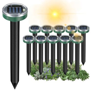 Imagem de Pacote com 10 repelente ultrassônico movido a energia solar, cobra, esquilo de marmota, repelente de ratazanas ao ar livre para gramado, jardim e quintal