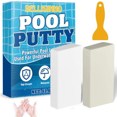 Imagem de Massa epóxi, 500 ml, massa de piscina, reparo rápido subaquático ou acima, corrige vazamentos, rachaduras, enchimento, escultura, massa epóxi de piscina de 2 partes para azulejo, concreto, fibra de