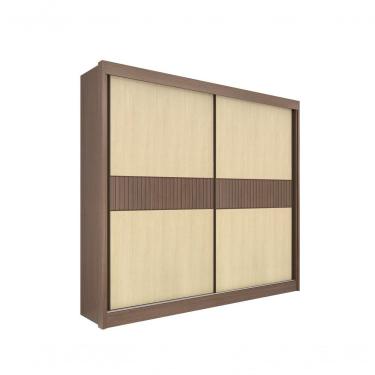 Imagem de Guarda Roupa Casal Cancun Ripado 2 Portas 6 Gavetas Sem Pés - D' Doro Castanho/linho/ripado