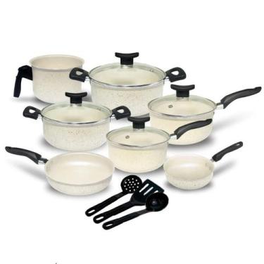 Imagem de Jogo de Panelas Teflon Atenas 10 Pçs Antiaderente Tampa de Vidro - Glo