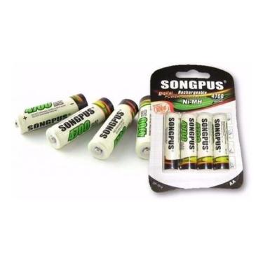 Imagem de Pilha Recarregável Cartela C/ 4 Unidades Songpus AA 4700mah