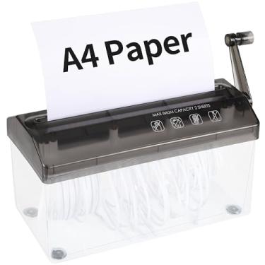 Imagem de Triturador manual de papel A4 - Mini moedor de papel portátil preto Capacidade 3L para arquivos A4 Documentos Ferramenta de corte reto Home Office Desktop Supplies WD23BK