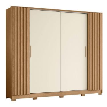 Imagem de Guarda Roupa Jacarandá Ripado Com Portas De Correr Albatroz Freijó/off White (flex)