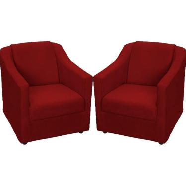 Imagem de Kit 2 Poltronas Mila Pé De Plástico Cromado - Bordô Suede