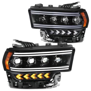 Imagem de DNA MOTORING Faróis pretos para projetor de seta âmbar com LED duplo DRL compatível com Ram 2500/3500/4500/5500 2019-2024, CH2502338, CH2503338, 68406277AD, 68406276AE, HL-HAY-077-BK