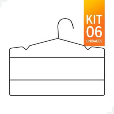 Imagem de Cabide Triplo Calceiro Preto Kit com 6 unidades - MAGALU