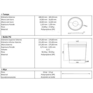 Imagem de Balde Para Limpeza Geral 3.2L Transparente Com Tampa - 9 Pçs - Nastrip
