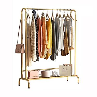 Imagem de Cabide independente para roupas com prateleira de sapatos, suporte de exibição de roupas, trilho de metal, cabide de armazenamento de roupas para loja, quarto, sala de estar