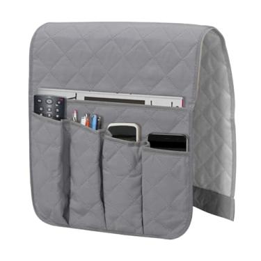 Imagem de Suporte remoto para sofá | Organizador de sofá antiderrapante com 5 bolsos, armazenamento doméstico e organização para jogos, sala de estar, sala de aula, praia, laptop, trailer, casa de repouso
