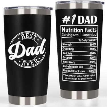 Imagem de Breezy Valley Copo de café para pai, presentes de Natal da filha filho crianças - copo de copo número 1 para pai, presentes para pais, aniversário, Best Dads Ever Gift Copos isolados