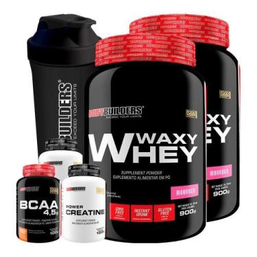 Imagem de Kit 2 Waxy Whey 900G+ Bcaa 4,5 100G+ 2 Power Creatina 100G - Bodybuild
