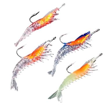 Imagem de Iscas de pesca artificiais - Conjunto de 4 iscas de pesca simuladas de água salgada com gancho - Kits de equipamento de pesca coloridos, isca de peixe-gato reutilizável para todas as camadas de água