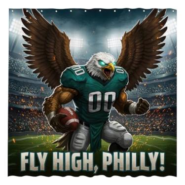 Imagem de Funnytree Cortina de chuveiro 182 cm x 182 cm Soaring City Spirit Iron Wing Champion decoração de banheiro tecido impermeável durável fácil de cuidar lavável (ganchos não incluídos)