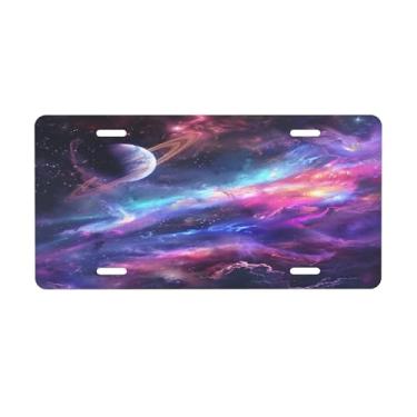 Imagem de Placa de licença psíquica do universo do sistema solar para placas dianteiras do carro alumínio metal adequado para caminhão, placa de porta, bar, café, acessórios automotivos para homens e mulheres