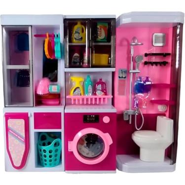 Imagem de Brinquedo Lavanderia Casinha Boneca Luz e Som Interativo – Diversão e Imaginação Sem Fim!