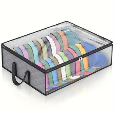 Imagem de Armazenamento de chapéus com zíper e alça de transporte, organizador de chapéu transparente para chapéus de cowboy, gorros, boinas, armário casa e transportador de viagem, cinza