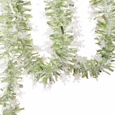 Imagem de IEUDNS Guirlanda de Natal com enfeites brilhantes, 1,8 m de altura, para pendurar na árvore de Natal. Guirlanda torcida com enfeites brilhantes em formato de