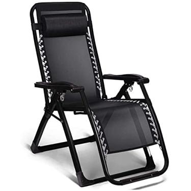 Imagem de LMJYU Poltrona reclinável dobrável resistente, poltrona G Fur, cadeiras dobráveis com gravidade zero, espreguiçadeiras reclináveis à prova d'água de metal para escritório ao ar livre