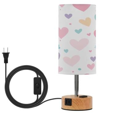 Imagem de Wassud Candeeiro de mesa de cabeceira de toque com padrão de coração fofo com 3 temperaturas de cor, luminária de mesa moderna com forro de sombra que cuida dos olhos para sala de estar, quarto