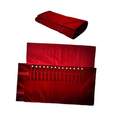 Imagem de Vaveren Organizador de Colares e Joias - Bolsa de Enrolar Dobrável e Portátil, Expositor Leve para Armazenamento de Colares, Ideal para Casa Exposição, Vermelho