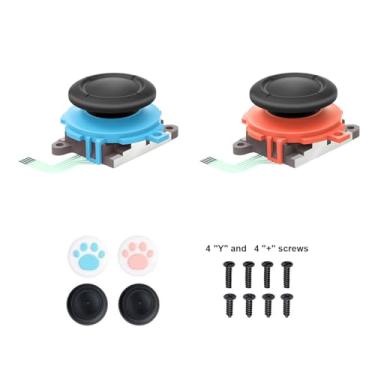 Imagem de Joycon Joystick Replacement 2 Pack for Switch 2, Replacement Joy-Stick Analog Thumb Stick for Nintendo Joycon 2 (L)/(R) Blue/Red, Left/Right Analog Joystick with Thumbstick Grips & Screws