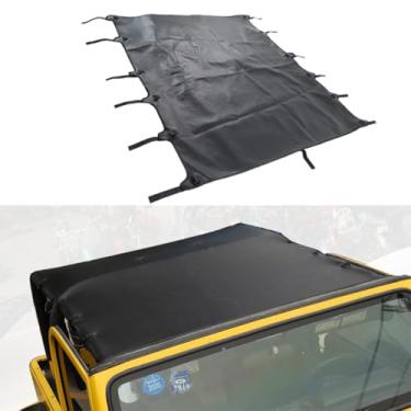 Imagem de KINGJUNHAO Parte superior macia conversível para carro, para-sol top de biquíni para Jeep Wrangler TJ 1997-2006 capa aberta de couro softtop