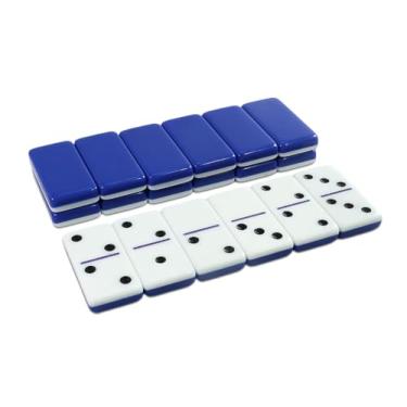 Imagem de IDTQ Dominoes Set for Adults, Double 6 Dominos Game Set with 28 Domino Tiles Double with Upscale Gift Boxes -7 Polyhedral Dice -Classic Board Games (Dark Blue)
