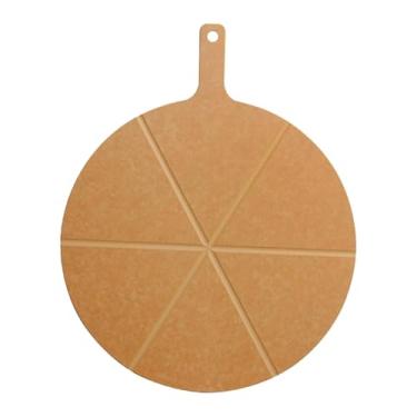 Imagem de KiBcsLic Tábua de corte de pizza, tábua de preparo de pizza, utensílio de cozinha multiuso, bandeja redonda para queijos e queijos, ideal para servir bifes e, Diâmetro 40.5 Cm, 6