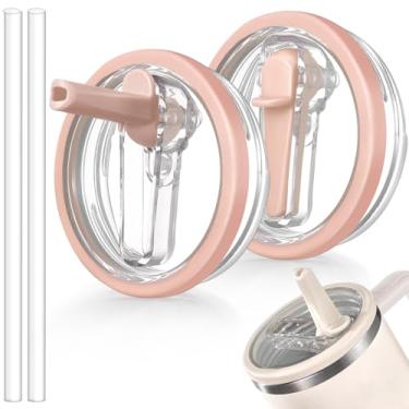 Imagem de ANTAND Tampa flip de canudo à prova de vazamento de 1,134 g para Stanley H2.0 Quencher Protour Tumbler, pacote com 2 tampas à prova de derramamento tampa de canudo de substituição para acessórios