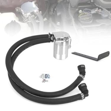 Imagem de RULLINE Kit de lata de captura de óleo prateado separador de óleo, reservatório, polidor de motor, polidor universal de alumínio compatível com Ford F150 2.7EB 3.5EB 5.0 lado do passageiro 2011-2019