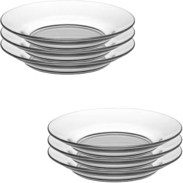 Imagem de Conjunto 4 Pratos Fundos de Vidro, 22cm de Diâmetro, Transparente, 390g, Ideal para Sopas e Massas