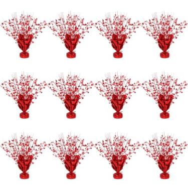 Imagem de 12 Pack Metallic Star Foil Spray Centerpieces for Table Decorations .Vibrant Color Party Decor for Birthday, Graduation, Anniversary, New Year's Eve (Red)