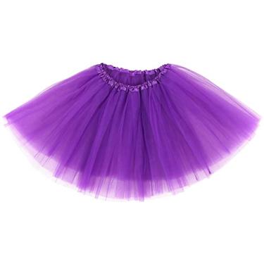 Imagem de Simplicity Saia tutu de tule com 4 camadas para bebês, 6 meses a 8 anos, Roxa, 6-18 Meses
