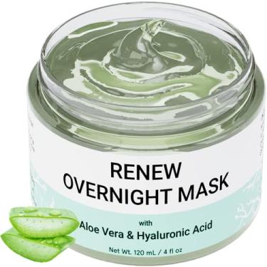 Imagem de Doppeltree Renew Overnight Facial Mask with Aloe Vera Gel & Hyaluronic Acid, Anti Aging Hydrating Face Mask for Night Time Skin Care & Repair - Made in USA