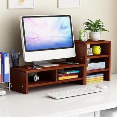 Imagem de Suporte Monitor Organizador de Mesa Para Computador Escritório(Imbuia,Suporte40cm/Organizador20)