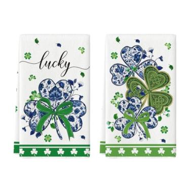 Imagem de Artoid Mode Chinoiserie Clover Shamrock St. Patrick's Day panos de prato de cozinha, 45,7 x 66 cm, casa de fazenda, férias, primavera, decoração, limpeza, conjunto de 2