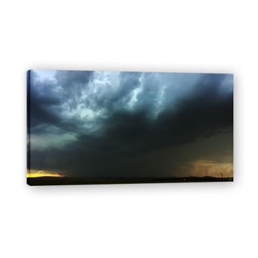 Imagem de Nuvens escuras penduradas baixo sobre a terra Foto real cidade mar neve vale pastagem rio pôr do sol nascer do sol impressão em tela decoração de parede 20 x 36 cm emoldurada