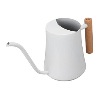 Imagem de Mingzhe Regador de Aço Inoxidável Pote Elegante Pequena Planta Rega Pode Com Alça de Madeira Interior Ao Ar Livre 1000ml (Branca)