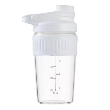 Imagem de Coqueteleira de vidro pequena de 473 ml, vidro borossilicato, proteína em pó, academia, treino, pequena coqueteleira, misturas para misturas de proteínas com bola de mistura (B-WHITE, 4)